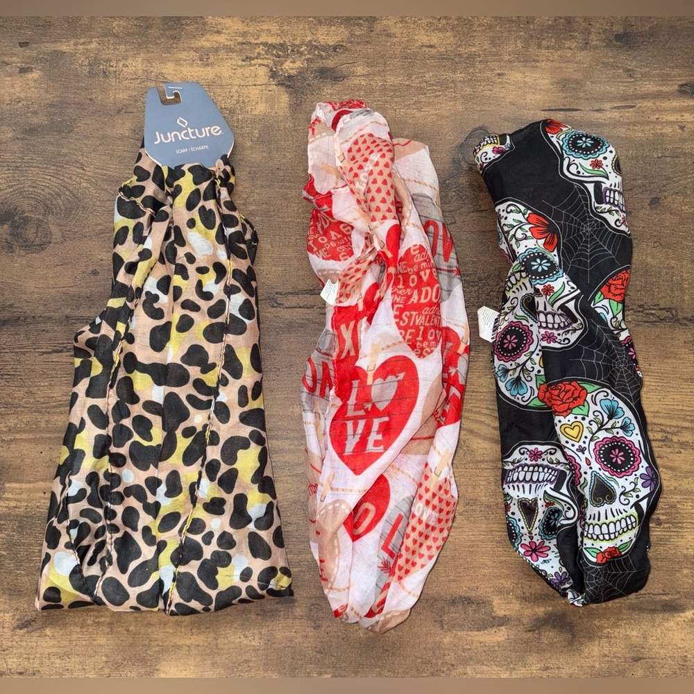 3 PC Juncture Patterned Scarves Set